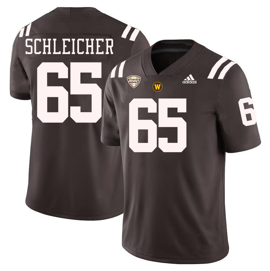 #65 Jeremy Schleicher Western Michigan Broncos College Football Jerseys Stitched-Brown